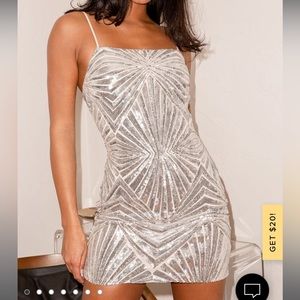 Lulus Lost In Your Eyes Silver Sequin Bodycon